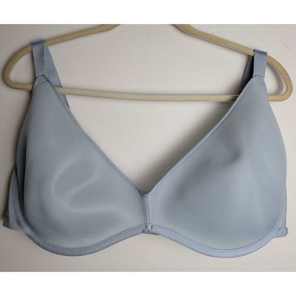 Skims Bra Light Blue Size 46 D Back Hook Closure Underwire Stretch Full Coverage